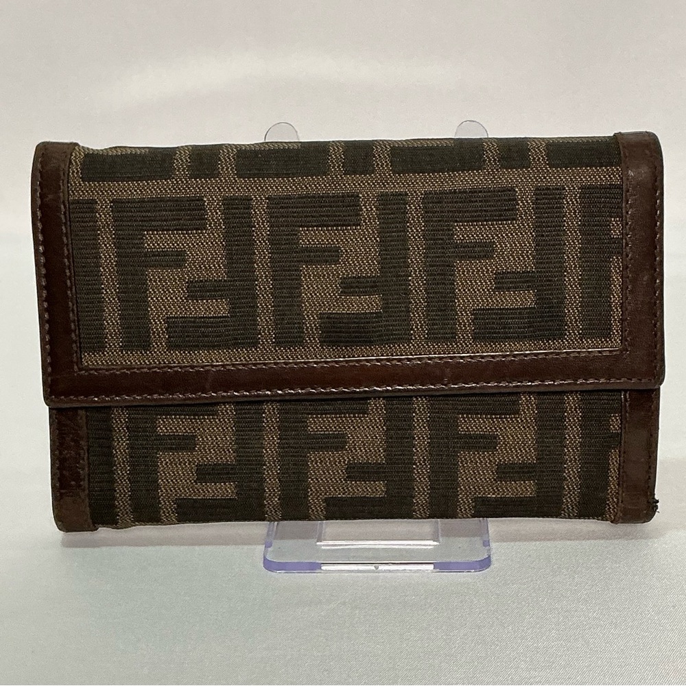 Authentic Vintage Fendi Zucca Print FF Trifold Compact Wallet - Picture 1 of 15